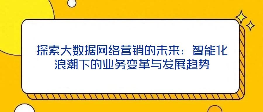 探索大數(shù)據(jù)網(wǎng)絡(luò)營(yíng)銷的未來(lái)：智能化浪潮下的業(yè)務(wù)變革與發(fā)展趨勢(shì)
