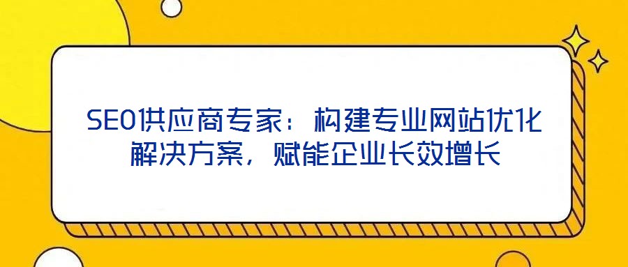 SEO供應商專家：構建專業網站優化解決方案，賦能企業長效增長