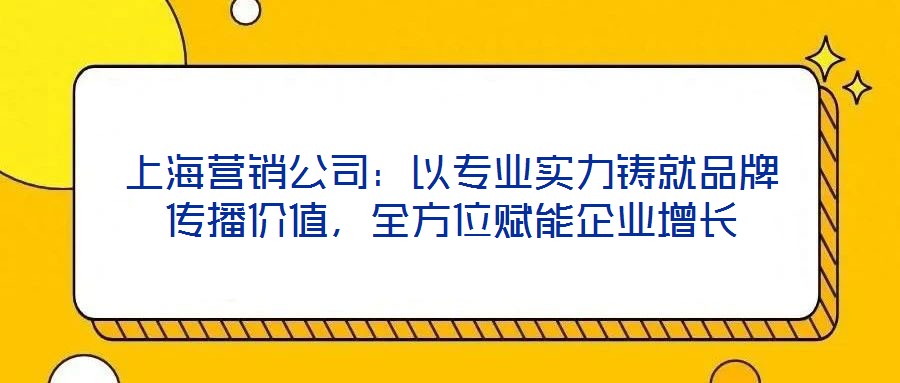 上海營銷公司：以專業(yè)實力鑄就品牌傳播價值，全方位賦能企業(yè)增長