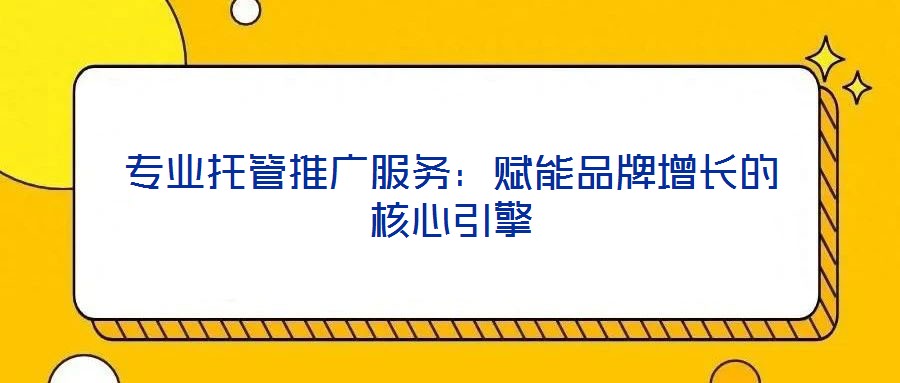 專業(yè)托管推廣服務(wù)：賦能品牌增長的核心引擎