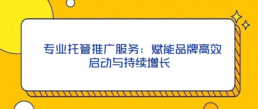  專業托管推廣服務：賦能品牌高效啟動與持續增長