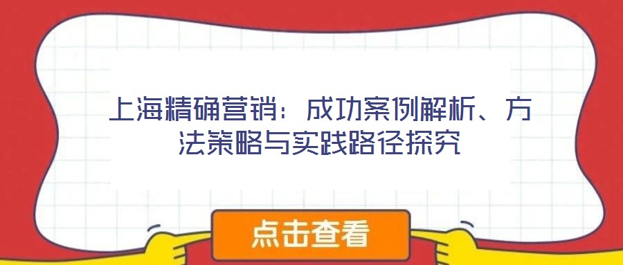 上海精確營銷：成功案例解析、方法策略與實(shí)踐路徑探究
