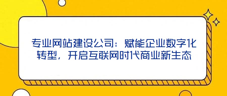 專業(yè)網(wǎng)站建設(shè)公司：賦能企業(yè)數(shù)字化轉(zhuǎn)型，開啟互聯(lián)網(wǎng)時代商業(yè)新生態(tài)