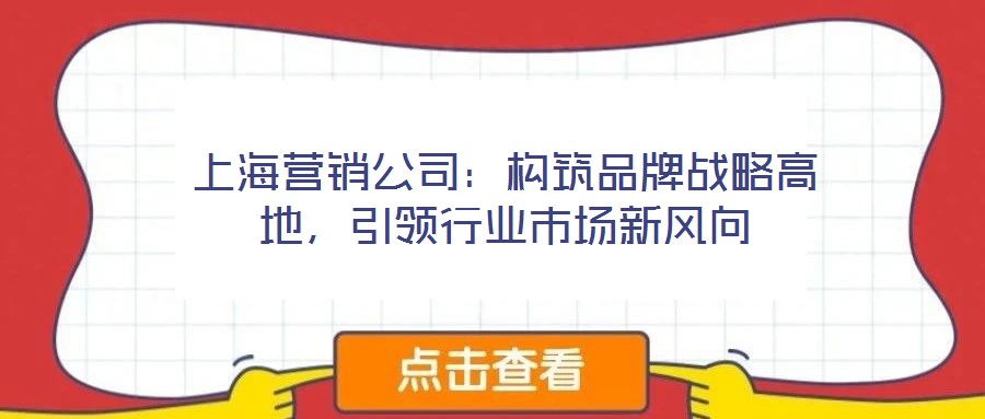 上海營銷公司：構筑品牌戰略高地，引領行業市場新風向