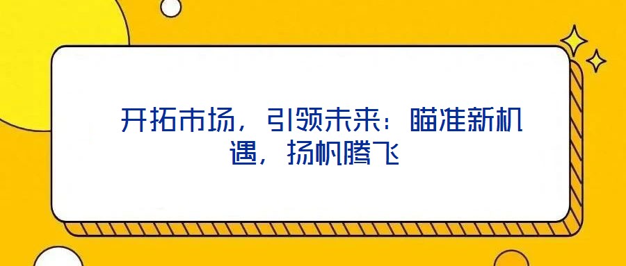  開拓市場，引領未來：瞄準新機遇，揚帆騰飛